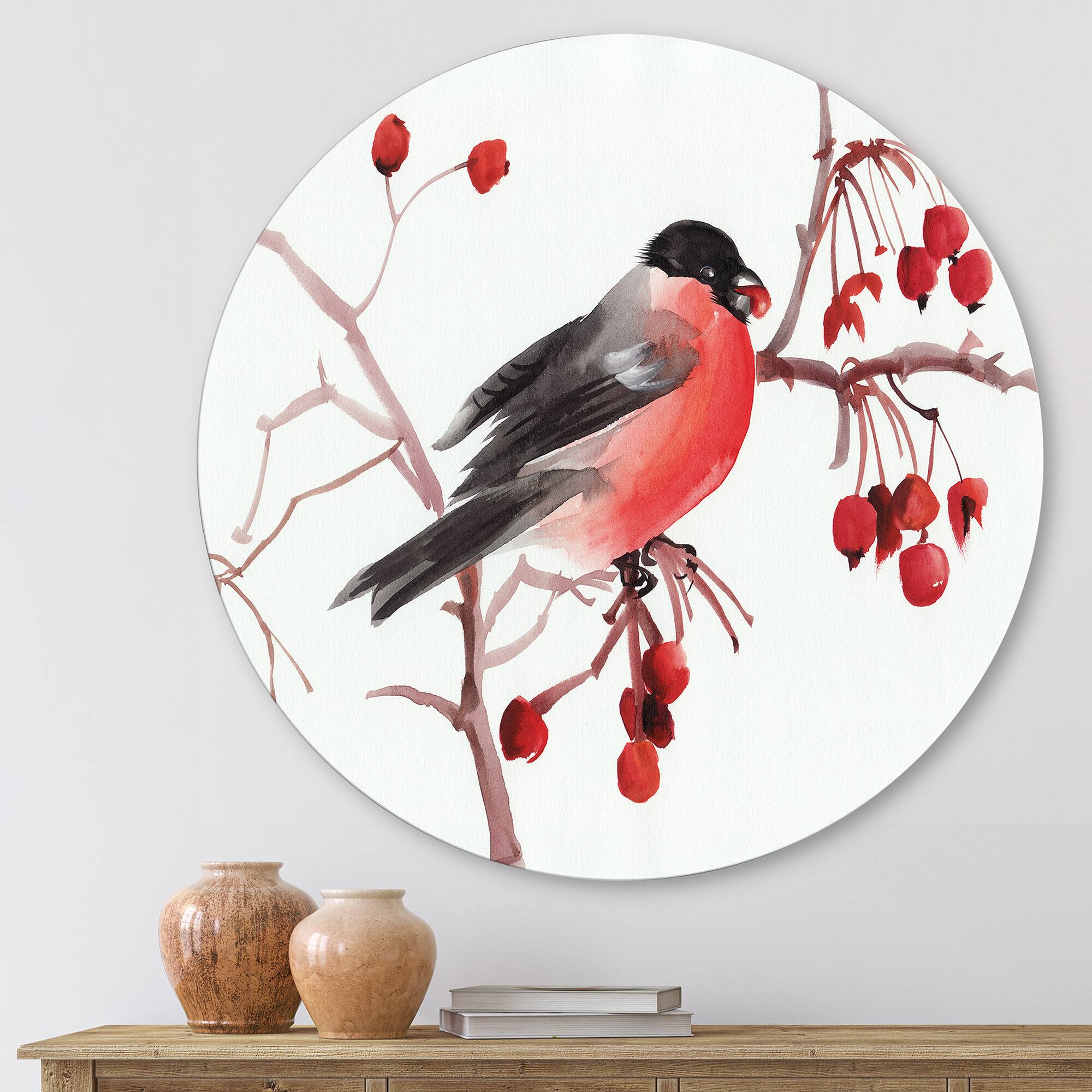Designart - Bullfinch Bird On A Branch